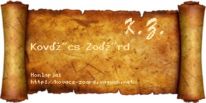 Kovács Zoárd névjegykártya
