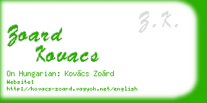 zoard kovacs business card