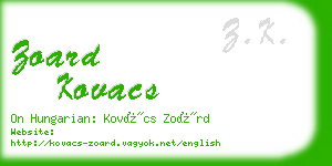 zoard kovacs business card